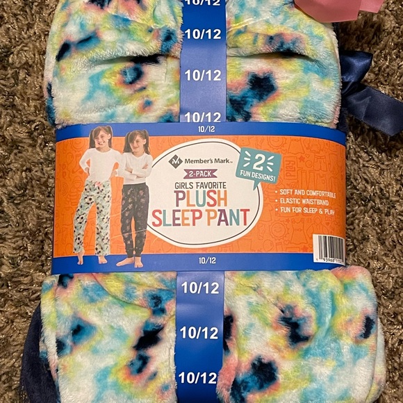 Member's Mark Girl's Favorite Plush Soft Fleece Sleep Pant 2 Pack 10/12 Unicorn - Picture 5 of 6